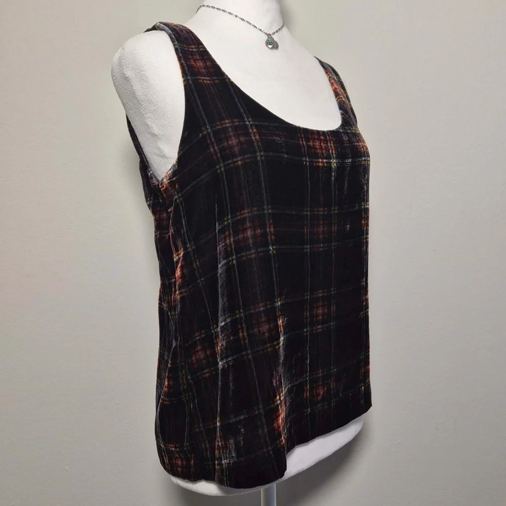 J Crew Tartan Plaid Velvet Velour Academia EGirl Whimsy Gothabilly Tank Top US 2 - Picture 1 of 9